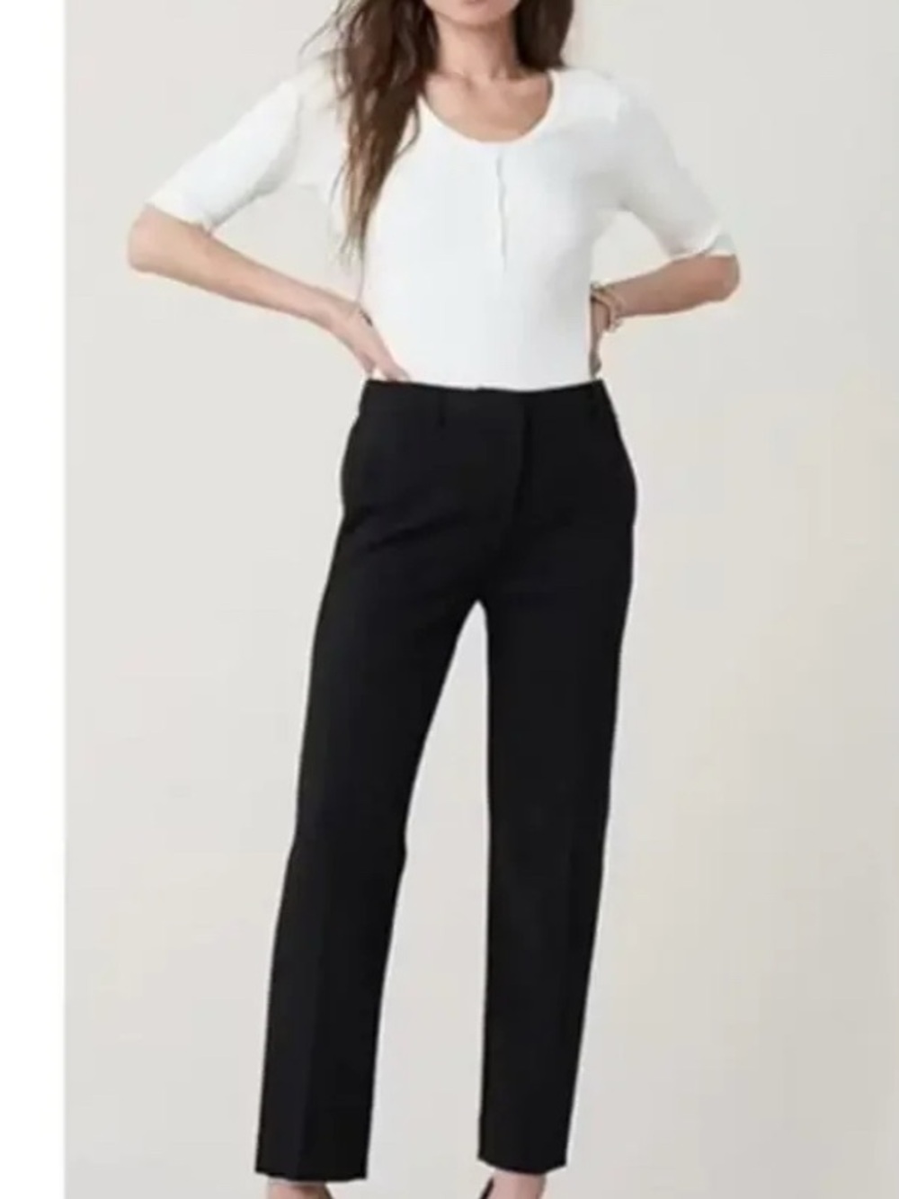 Diane Von Furstenberg Genesis Black Trousers Slim Straight Pants Sz 12